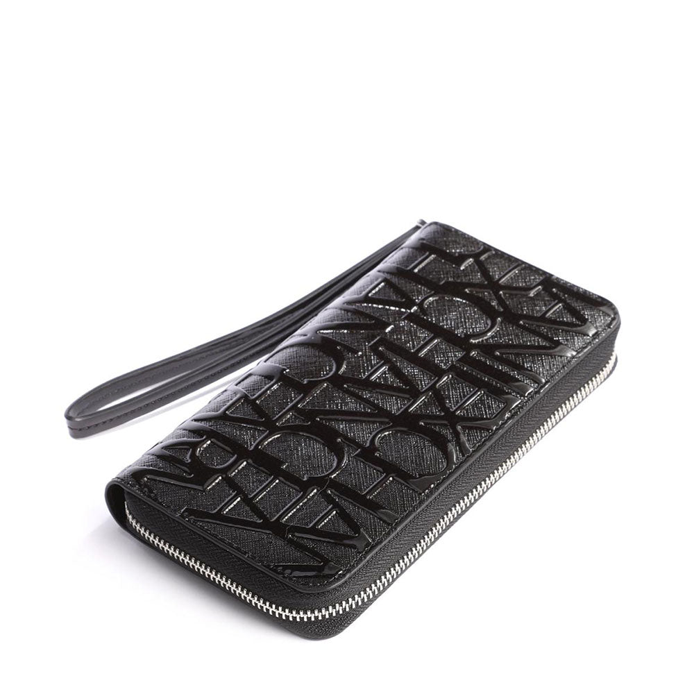 Portafoglio Donna Zip Around ARMANI EXCHANGE colore Nero con Logo Lucido