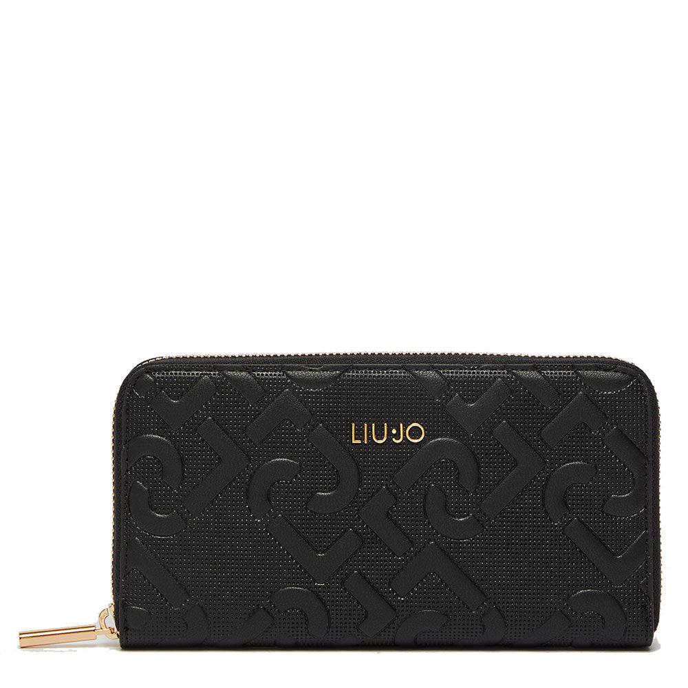 Portafoglio Donna Zip Around LIU JO con Logo Monogram colore Nero