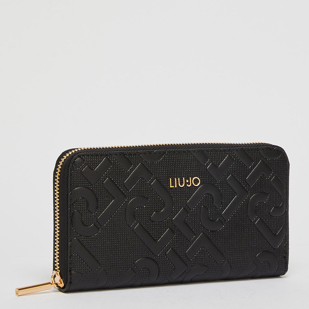 Portafoglio Donna Zip Around LIU JO con Logo Monogram colore Nero