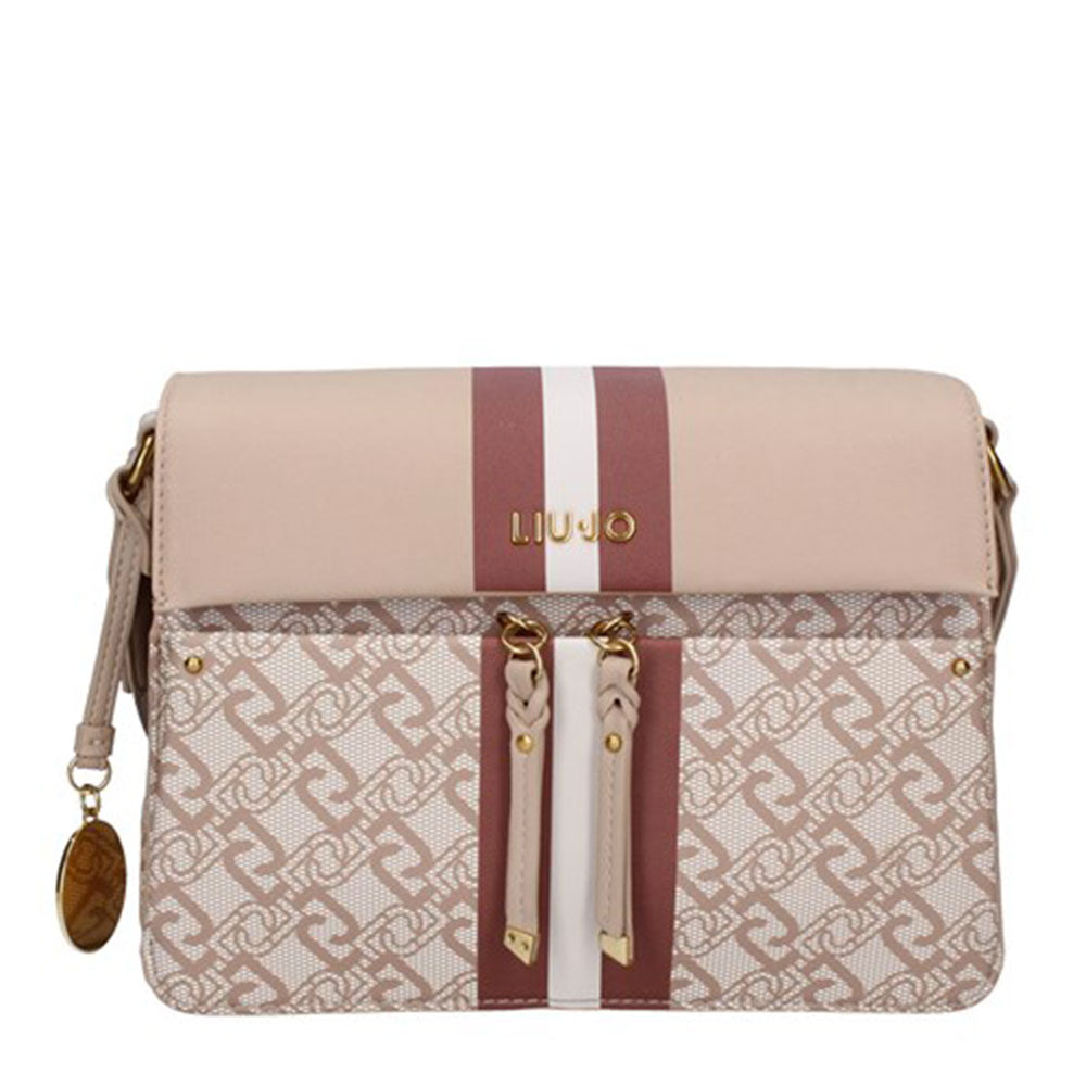 Borsa Donna a Tracolla con Pattina LIU JO color Nocciola con Logo All Over