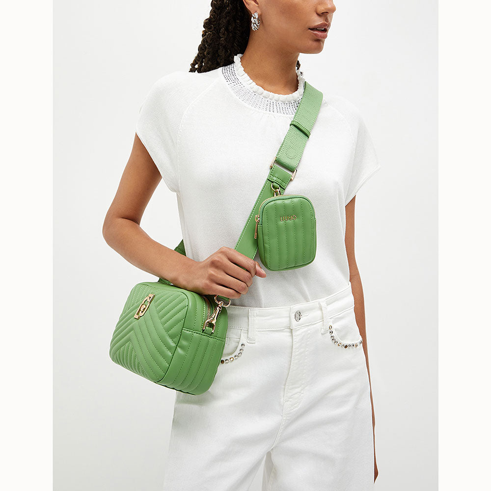 Borsa Donna Camera Case a Tracolla LIU JO Ecosostenibile Matelassè Verde