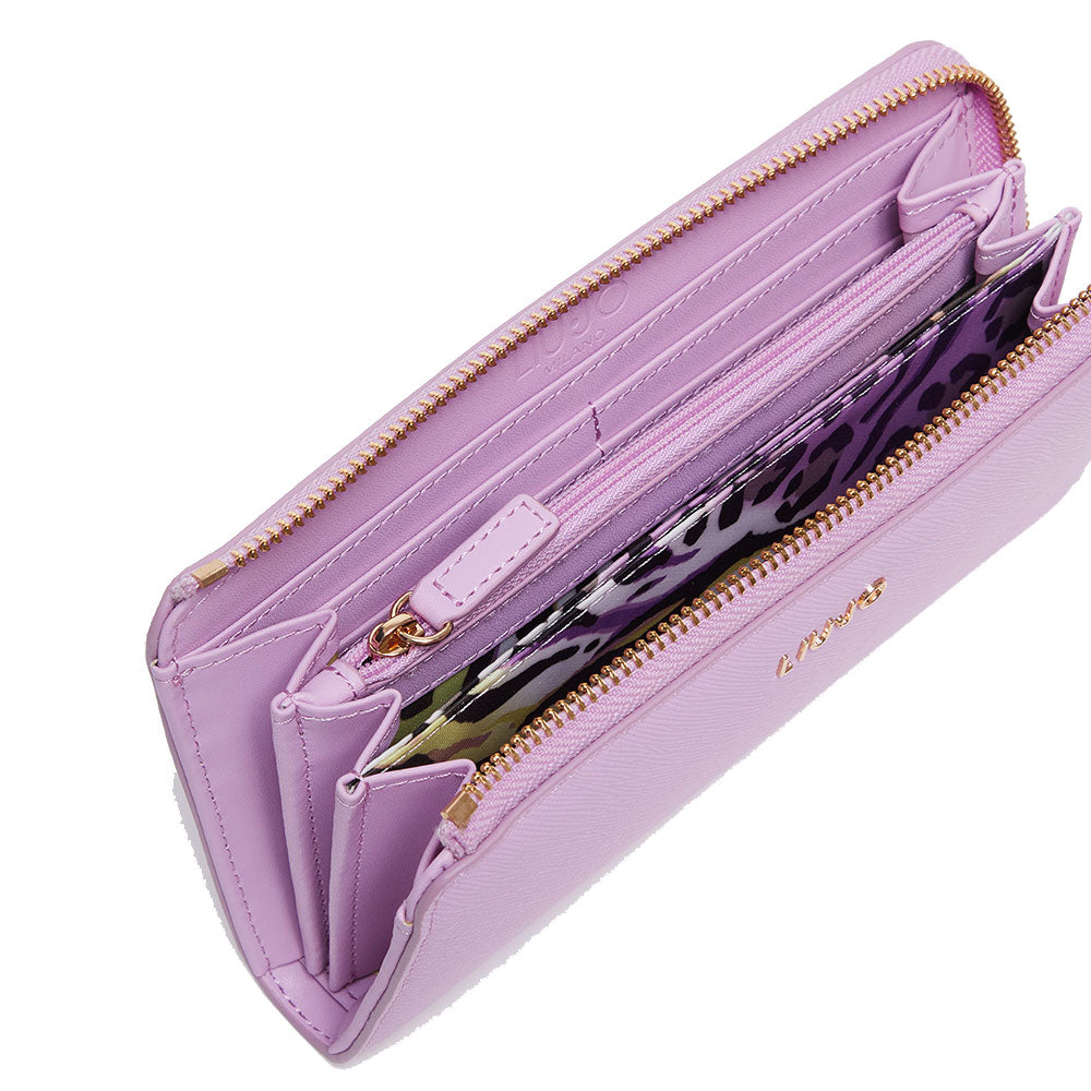 Portafoglio Donna con Zip LIU JO Rosa Lavanda con Logo