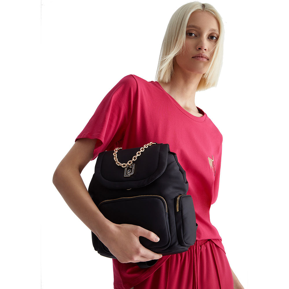 Zaino Donna LIU JO Ecosostenibile in Nylon Nero