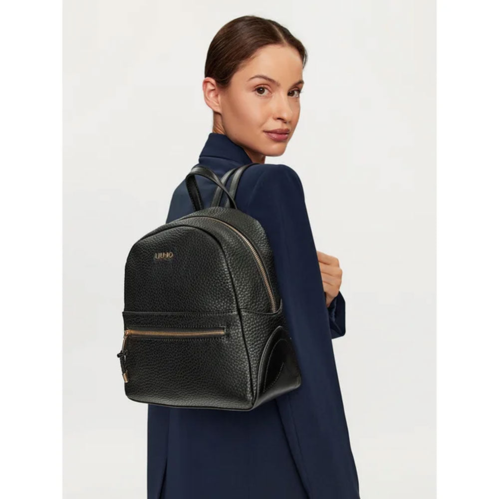 Zaino Donna LIU JO Better Ecosostenibile Effetto Bottalato Nero AF3161