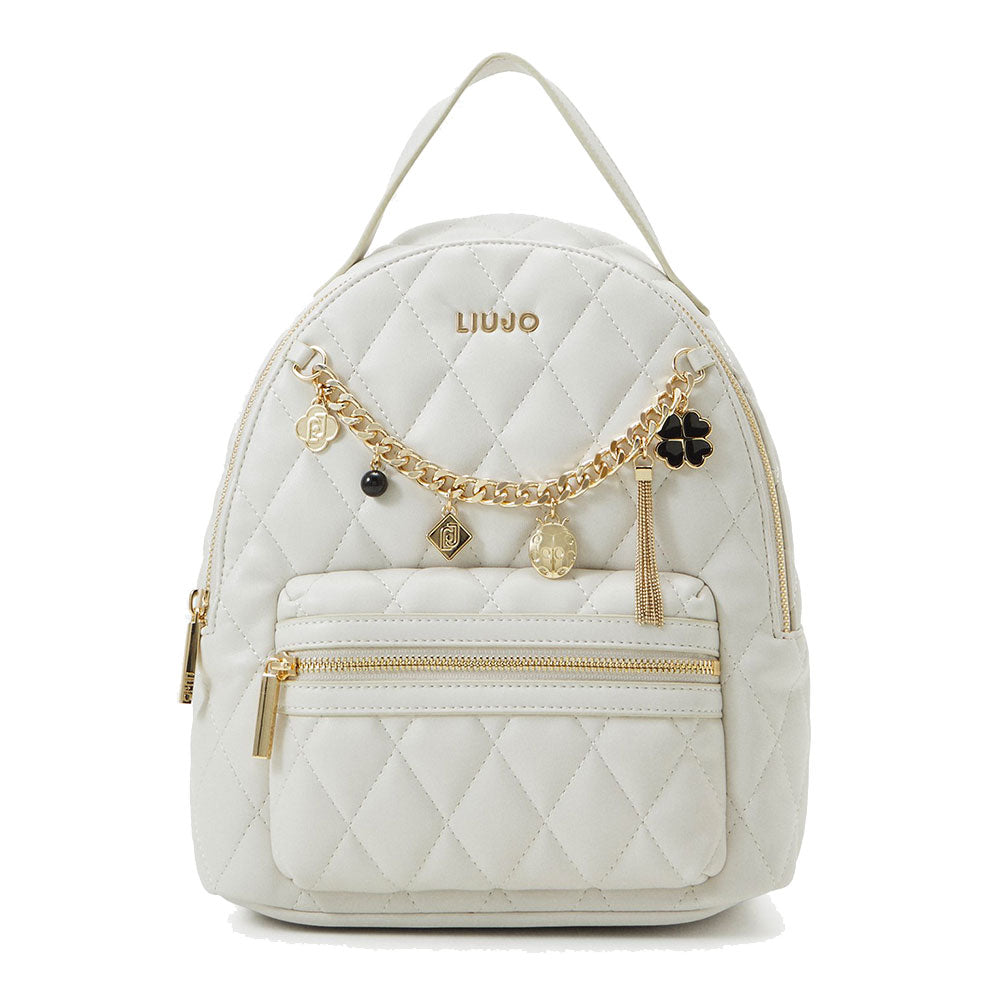 Zaino Donna LIU JO Ecosostenibile Matelassè color Bone con Charms