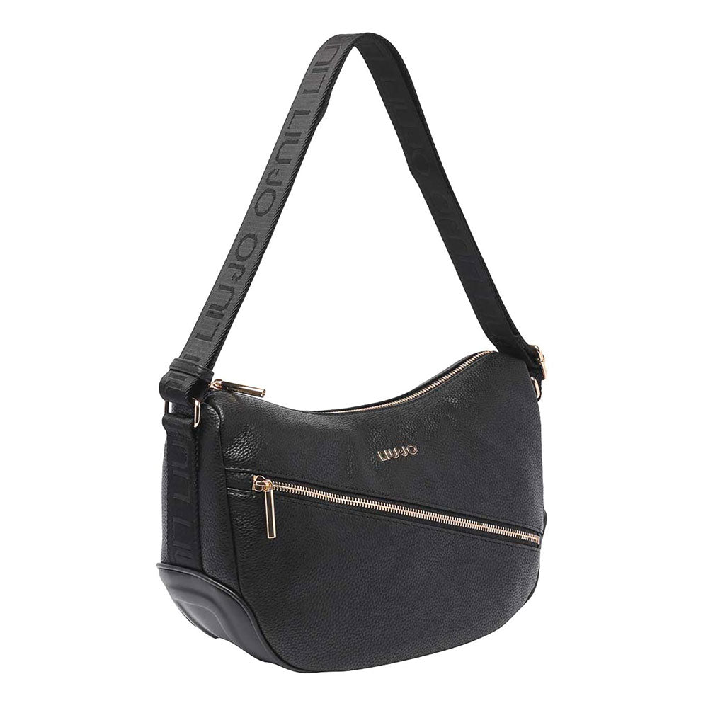 Borsa Donna Mezzaluna Media LIU JO Effetto Bottalato colore Nero