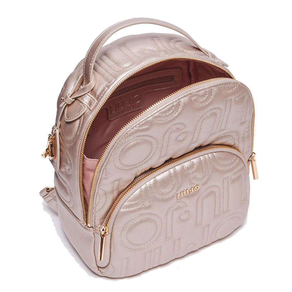 Zaino Donna LIU JO con Logo Trapuntato All Over colore Light Gold