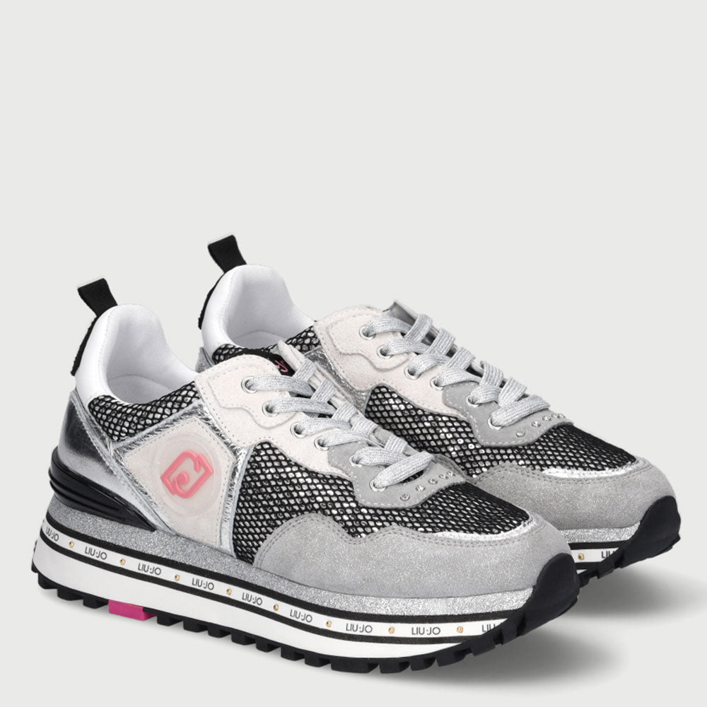 Scarpe Donna LIU JO Sneakers Glossy con Dettagli Mesh Grigio