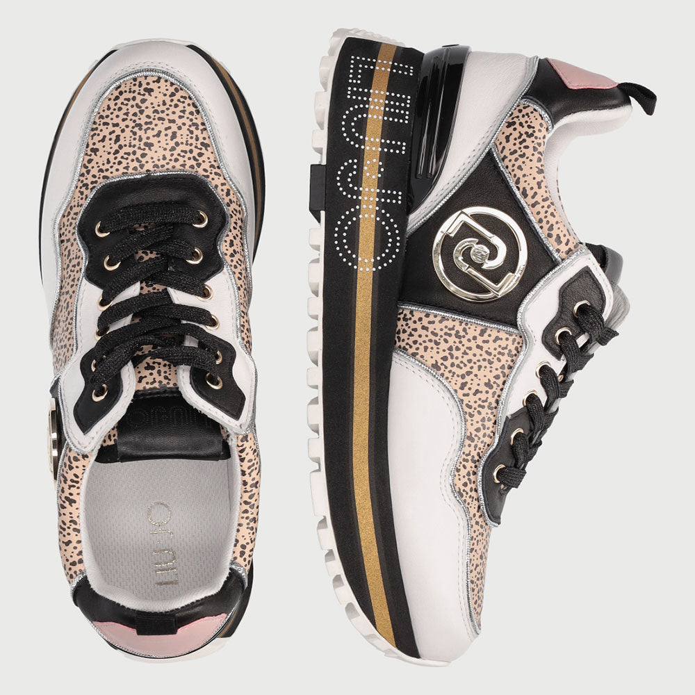 Scarpe Donna LIU JO Sneakers in Pelle stampa Animalier Bianco e Nero