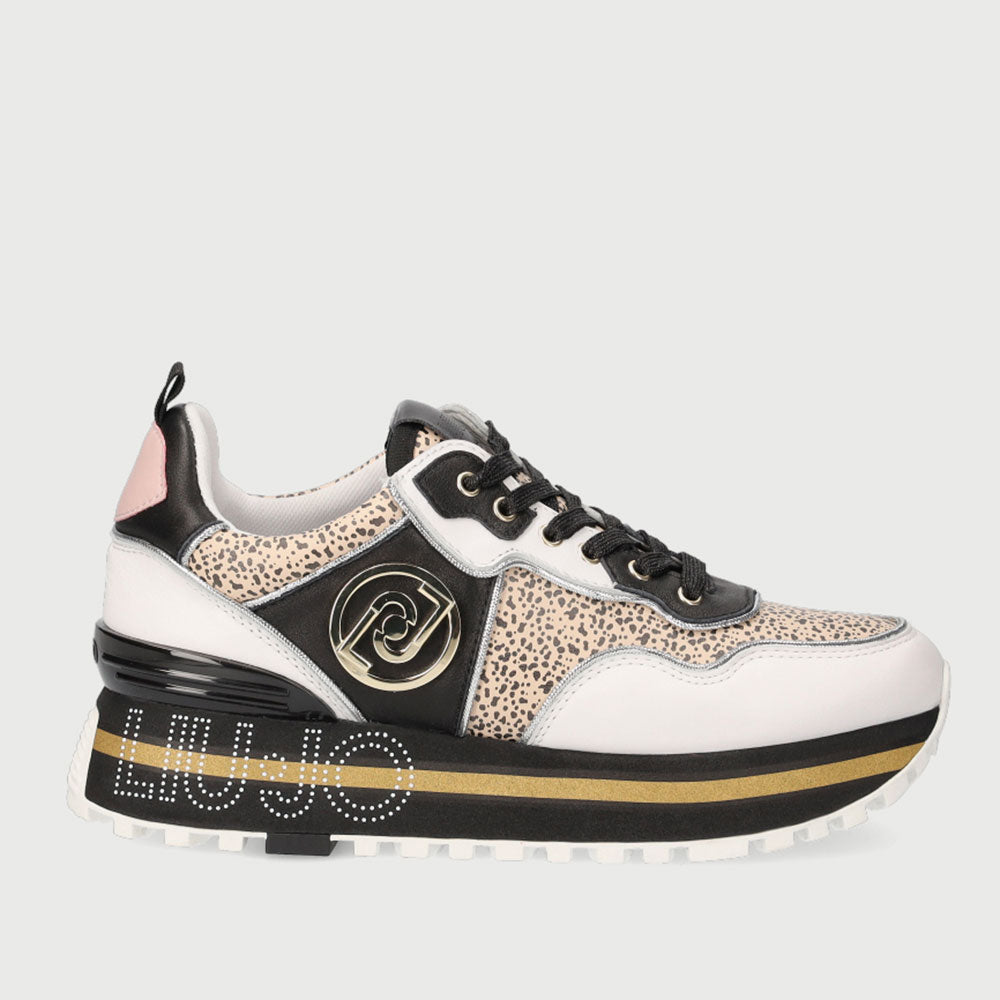 Scarpe Donna LIU JO Sneakers in Pelle stampa Animalier Bianco e Nero