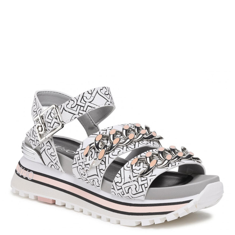 Scarpe Donna LIU JO Sandali Platform con Logo e Catene colore Bianco