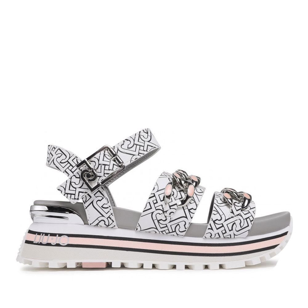 Scarpe Donna LIU JO Sandali Platform con Logo e Catene colore Bianco
