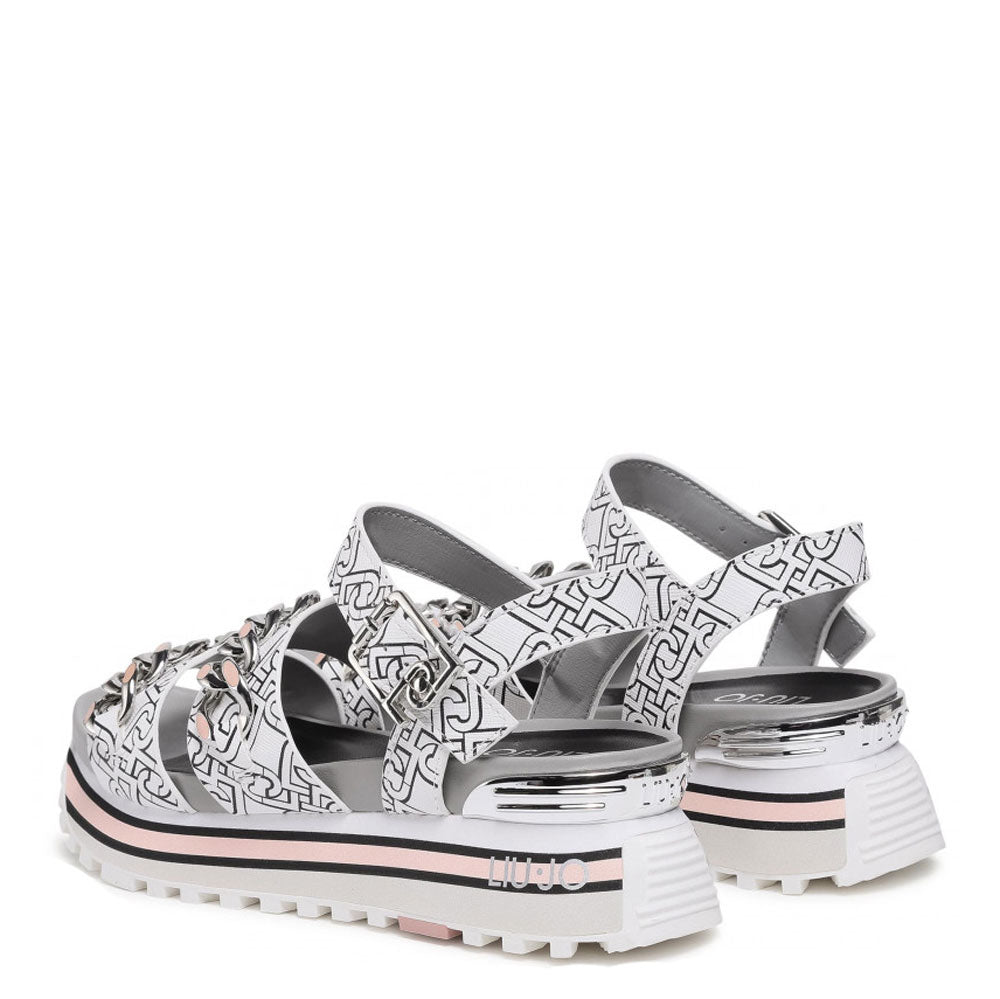 Scarpe Donna LIU JO Sandali Platform con Logo e Catene colore Bianco
