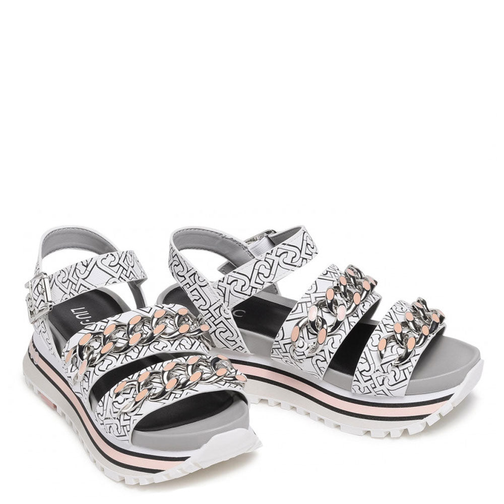 Scarpe Donna LIU JO Sandali Platform con Logo e Catene colore Bianco