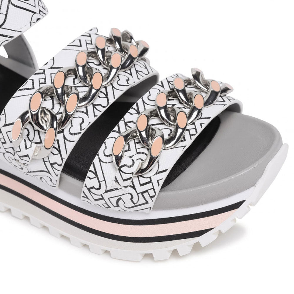 Scarpe Donna LIU JO Sandali Platform con Logo e Catene colore Bianco