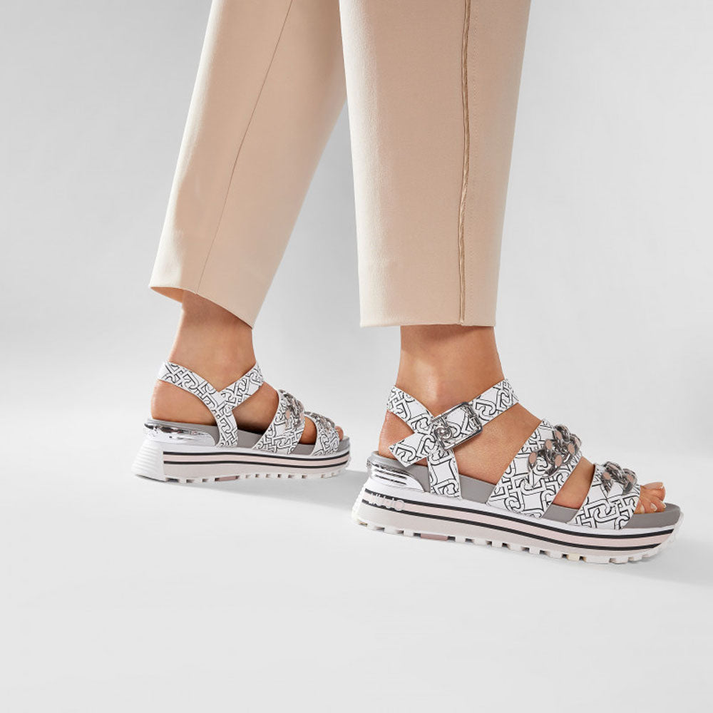 Scarpe Donna LIU JO Sandali Platform con Logo e Catene colore Bianco