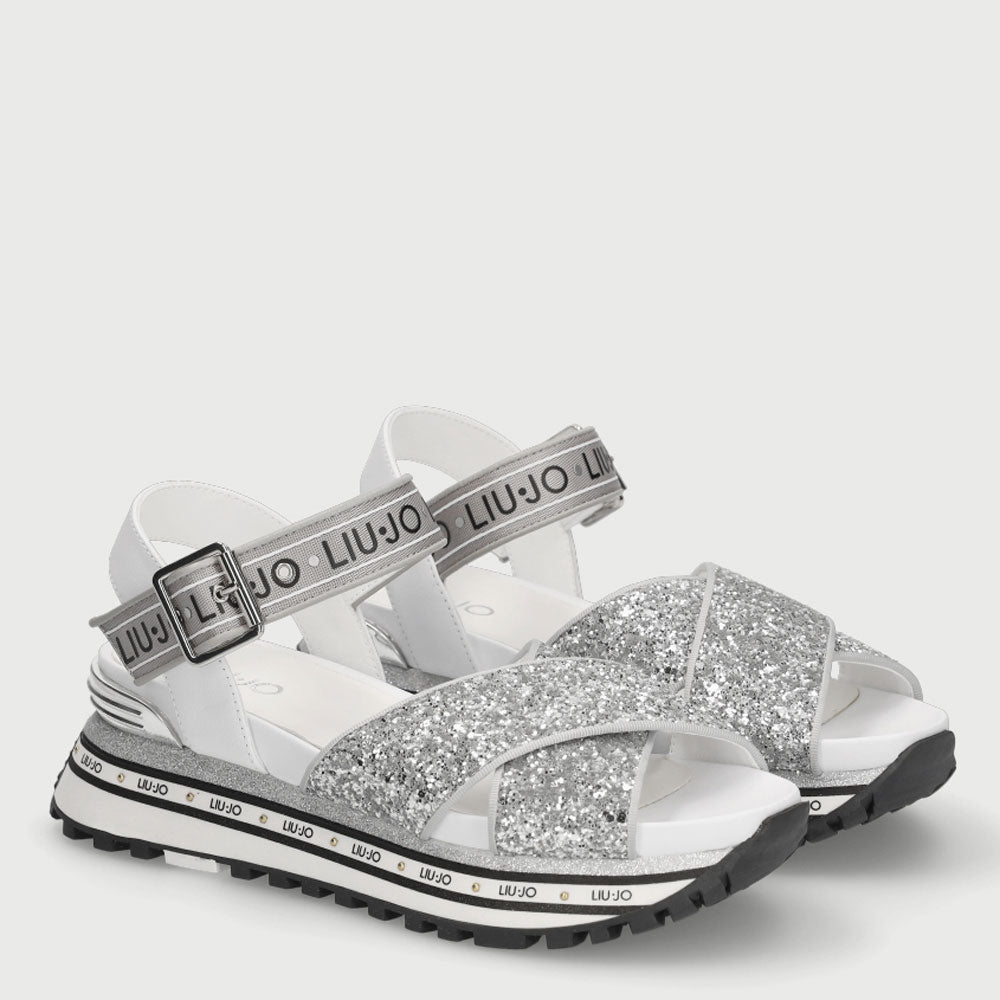 Scarpe Donna LIU JO Sandali Platform Glitter Argento