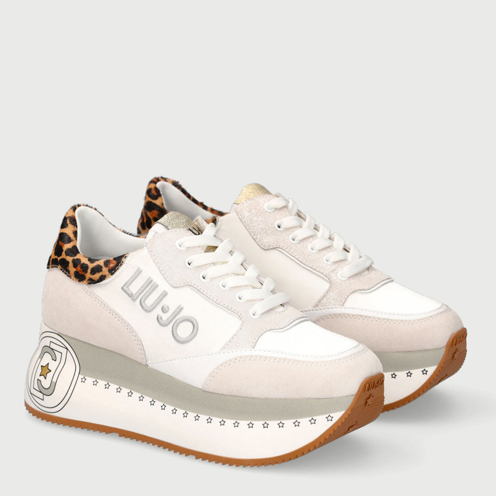 Scarpe Donna LIU JO Sneakers Maxi Platform Bianco con Dettaglio Animalier