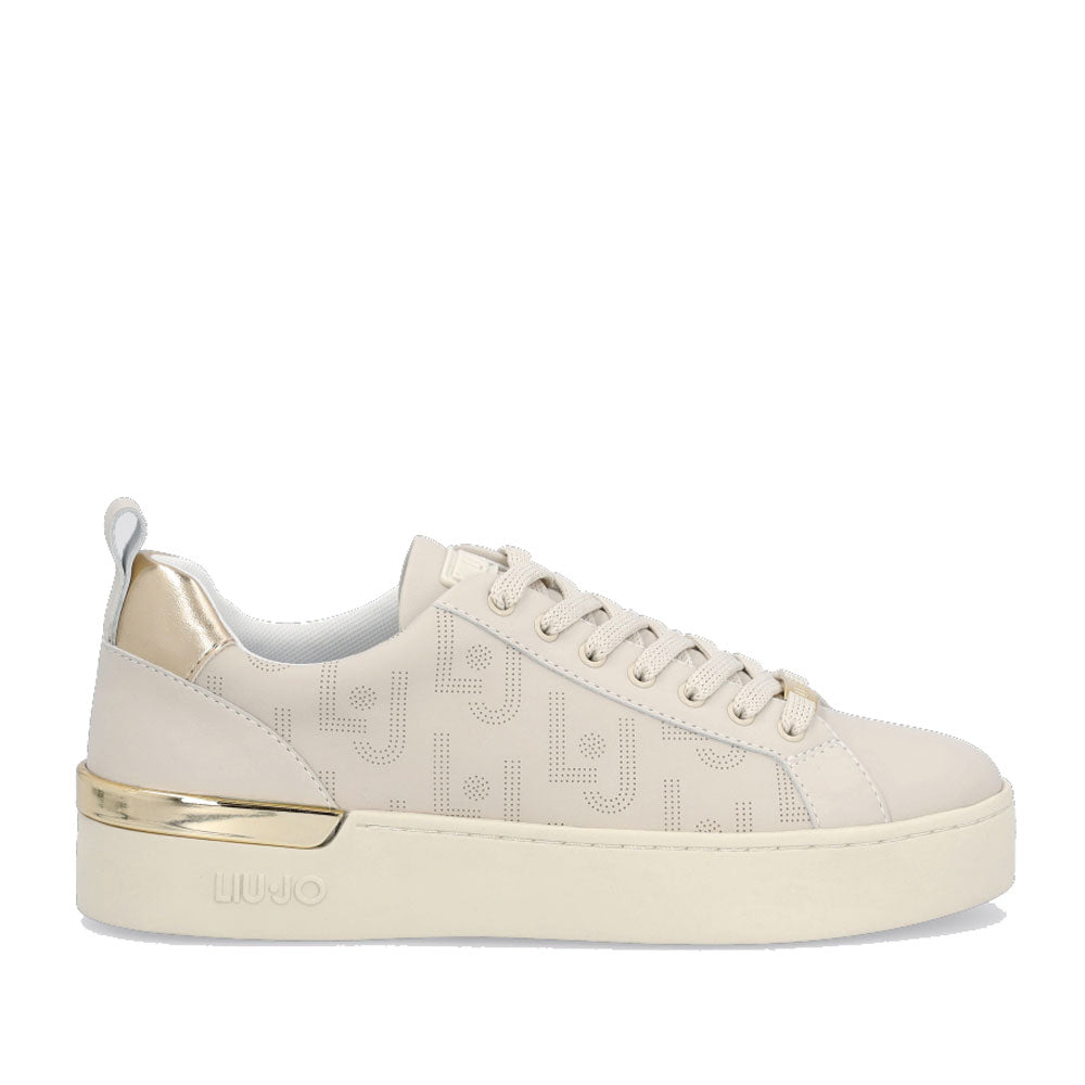Scarpe Donna LIU JO Sneakers in Pelle color Latte con Logo Traforato