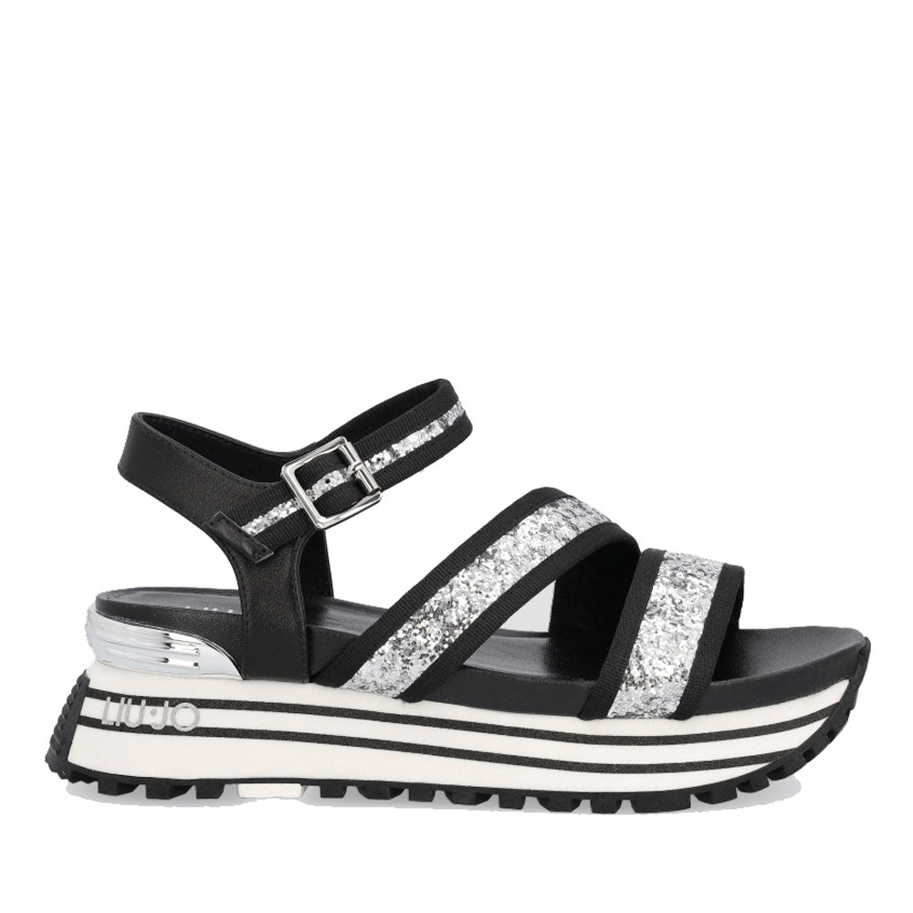Scarpe Donna LIU JO Sandali Platform con Glitter colore Argento e