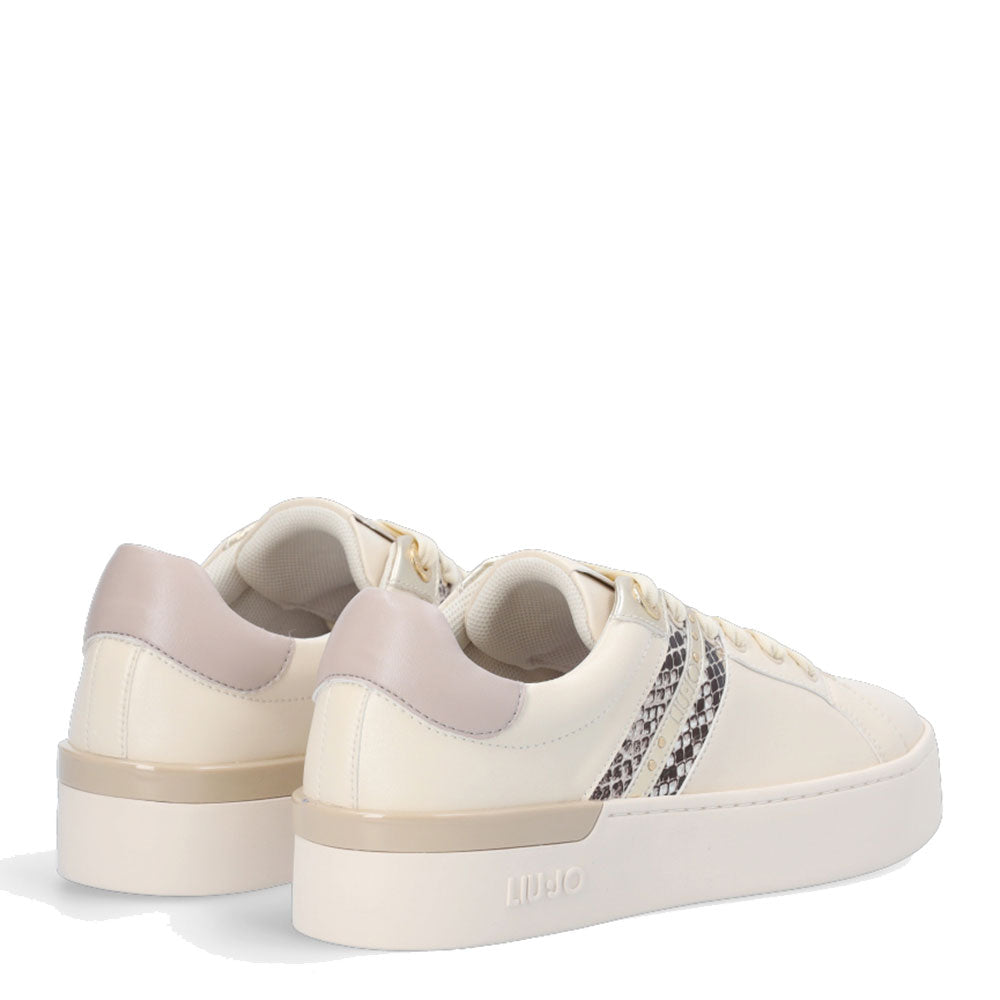 Scarpe Donna LIU JO Silvia 68 Sneakers color Burro con Inserto stampa Pitone e Borchie