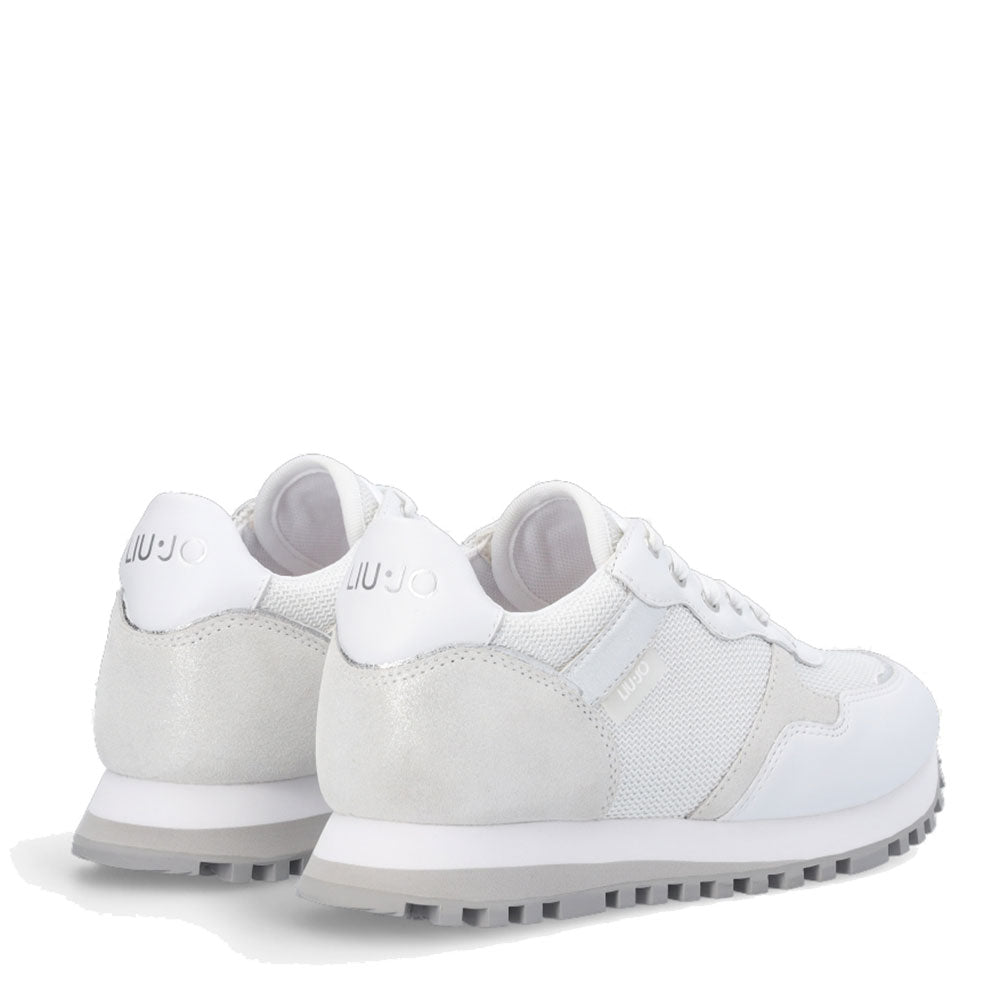 Scarpe Donna LIU JO Sneakers Wonder 01 in Pelle e Brighty Mesh colore Bianco