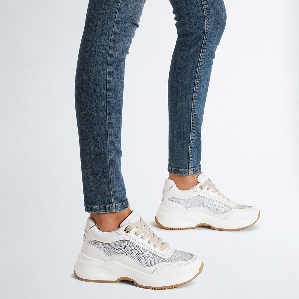 Scarpe Donna LIU JO Sneakers Lily 15 in Pelle Bianca con Strass