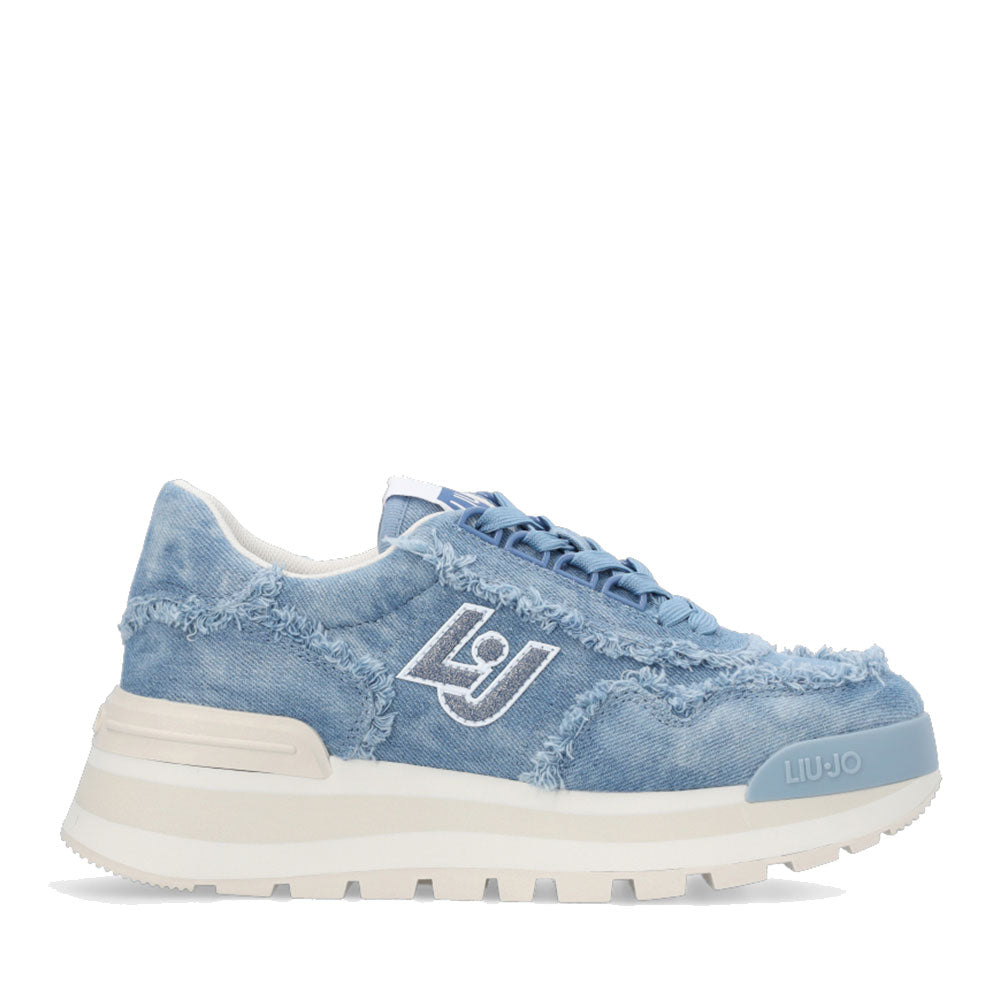 Scarpe Donna LIU JO Sneakers Amazing 16 in Denim Sfrangiato a