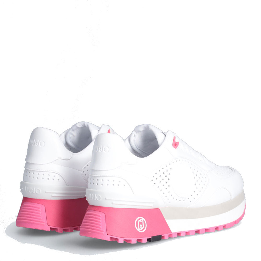 Scarpe Donna LIU JO Sneakers Platform Maxi Wonder 62 con Macro Forature colore Bianco e Rosa