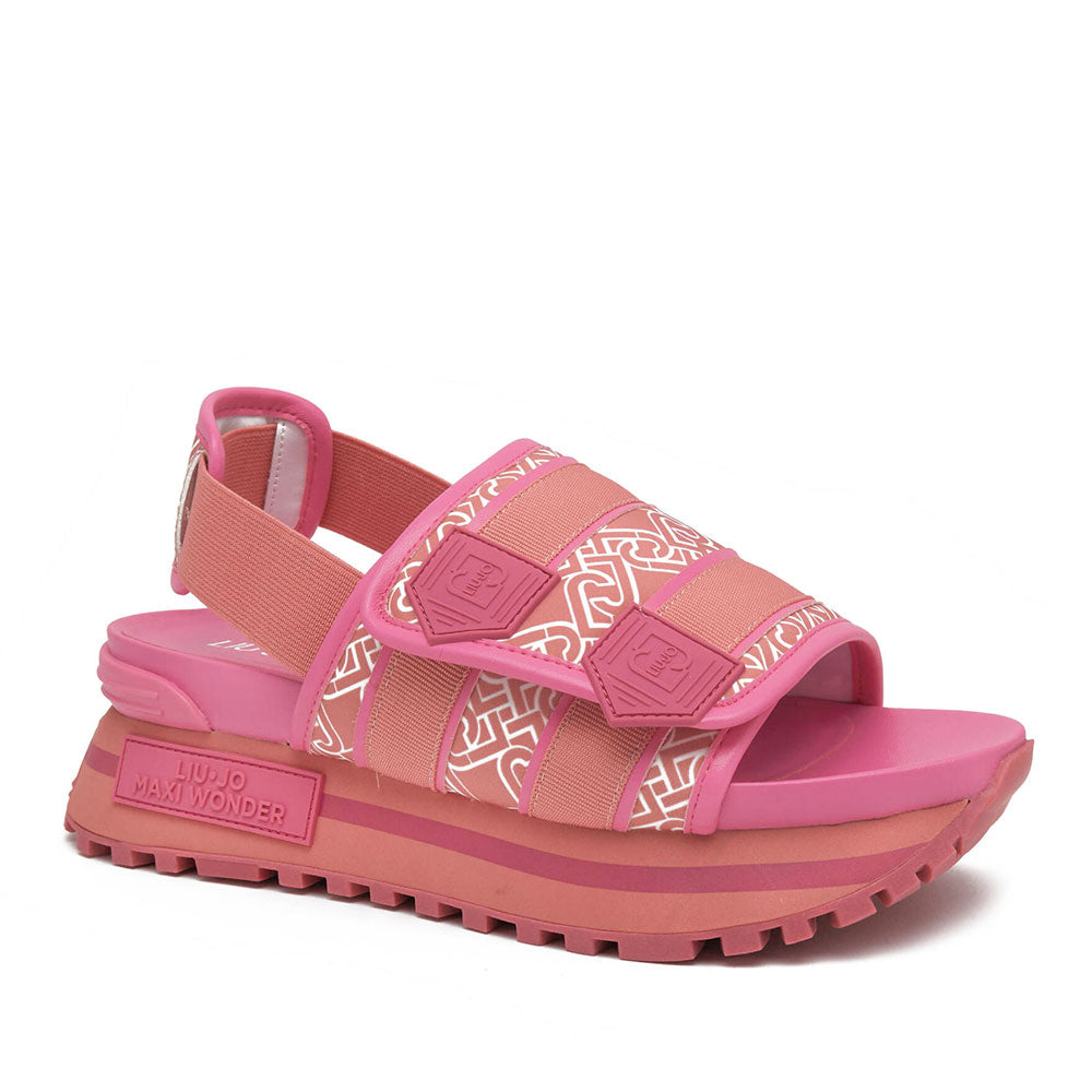 Scarpe Donna LIU JO Sandali Platform Maxi Wonder 20 stampa Monogram Pink Ray