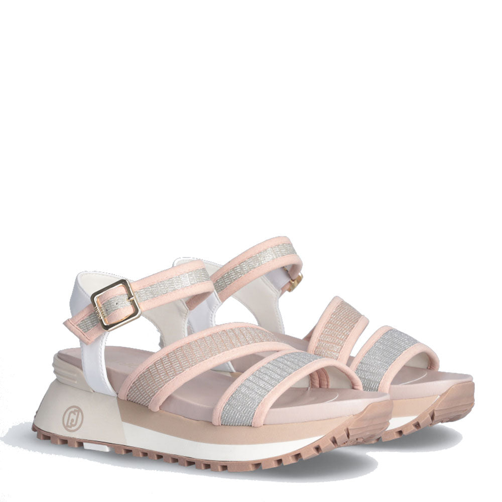 Scarpe Donna LIU JO Sandali Platform Maxi Wonder 15 in Tessuto colore Phard con Glitter