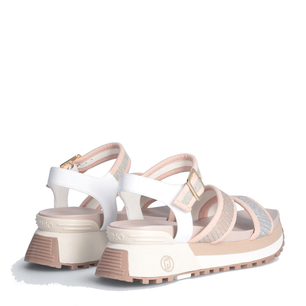 Scarpe Donna LIU JO Sandali Platform Maxi Wonder 15 in Tessuto colore Phard con Glitter