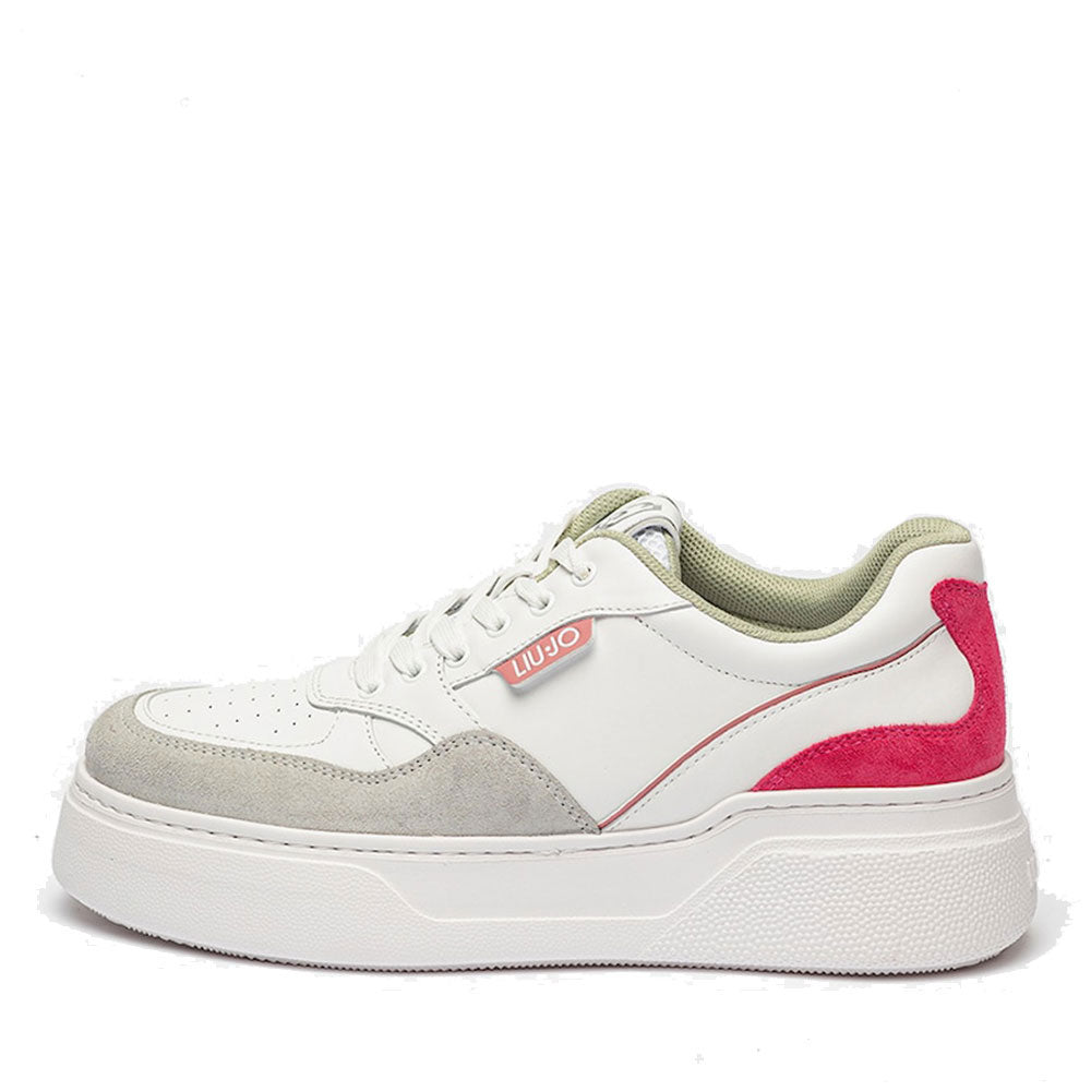 Scarpe Donna LIU JO Sneakers Tami 01 in Pelle Bianca e Fuxia