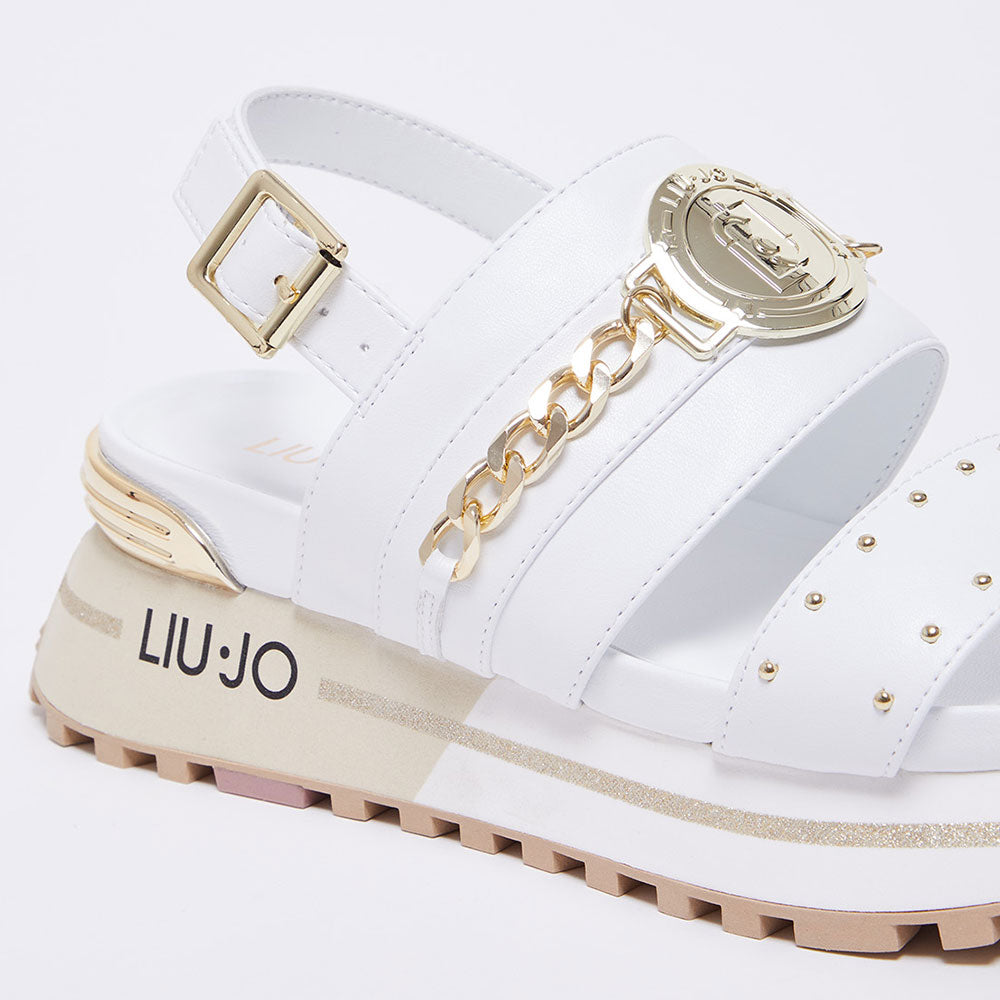 Scarpe Donna LIU JO Sandali Platform Maxi Wonder 08 con Catena Gioiello colore Bianco