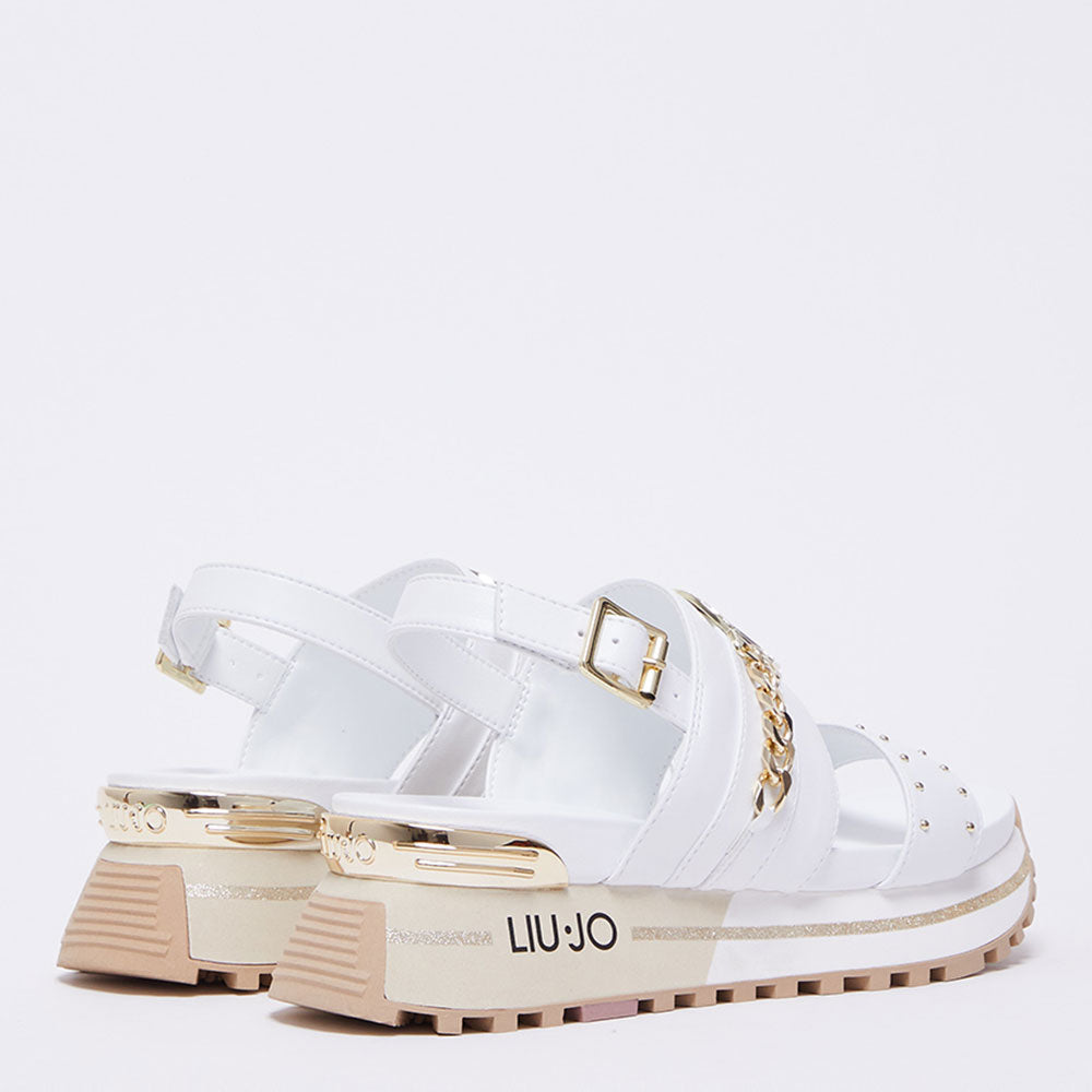 Scarpe Donna LIU JO Sandali Platform Maxi Wonder 08 con Catena Gioiello colore Bianco