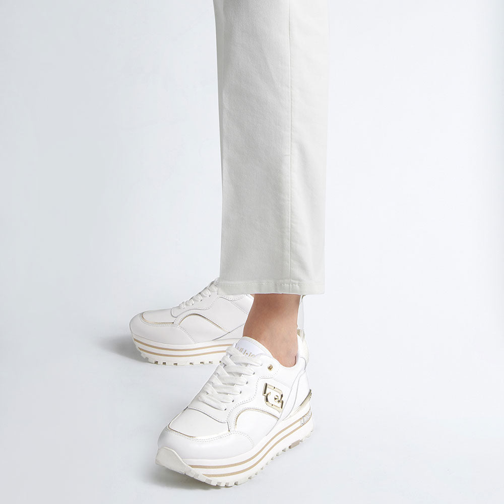 Scarpe Donna LIU JO Sneakers Platform Maxi Wonder 73 in Pelle Bianca