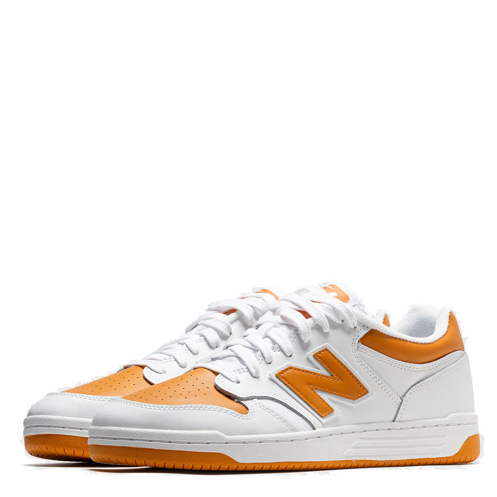 Scarpe Unisex NEW BALANCE Sneakers 480 in Pelle colore White e Orange