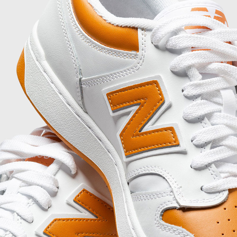 Scarpe Unisex NEW BALANCE Sneakers 480 in Pelle colore White e Orange