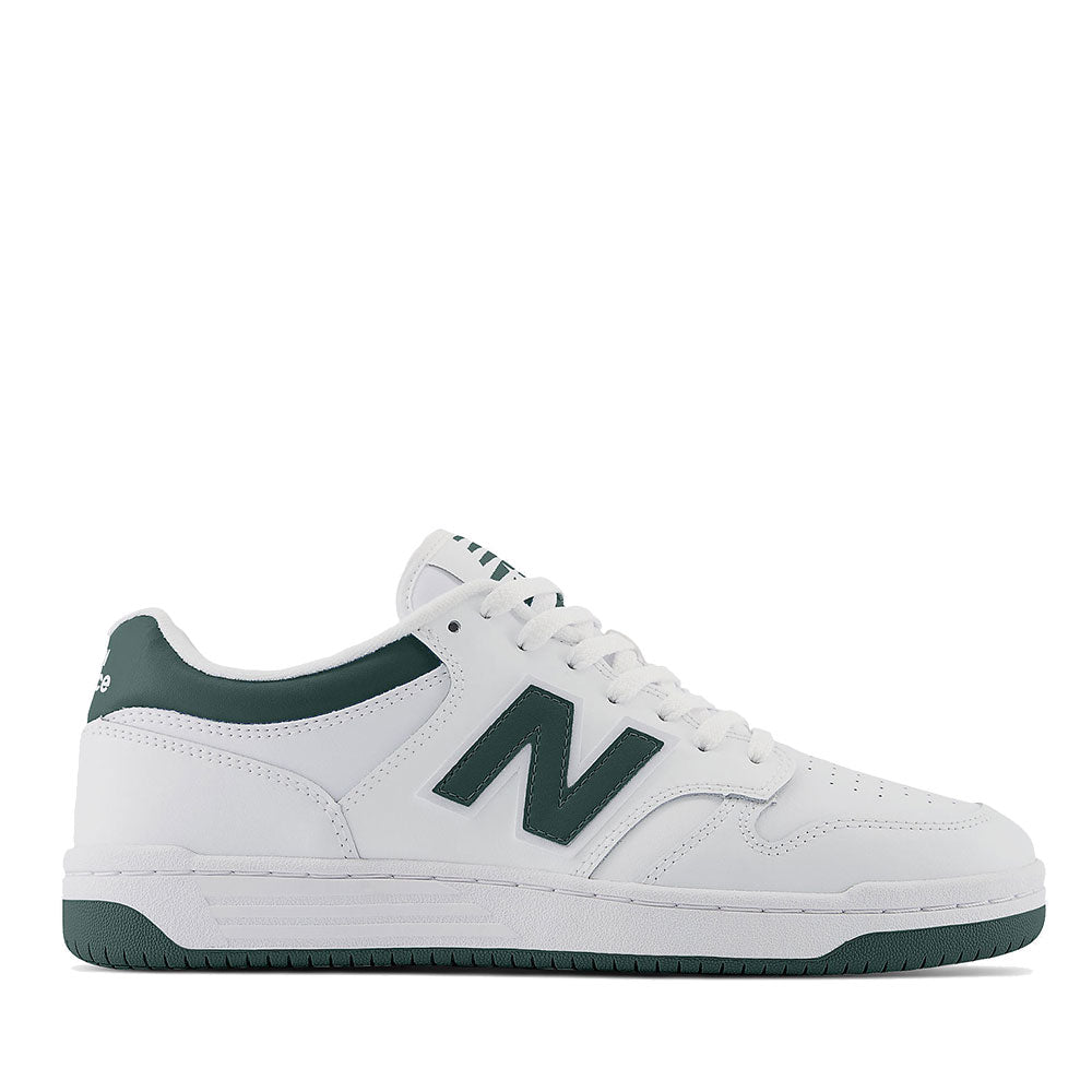 Scarpe Unisex NEW BALANCE Sneakers 480 in Pelle colore White e Nightwatch Green