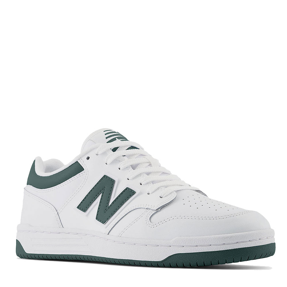 Scarpe Unisex NEW BALANCE Sneakers 480 in Pelle colore White e Nightwatch Green