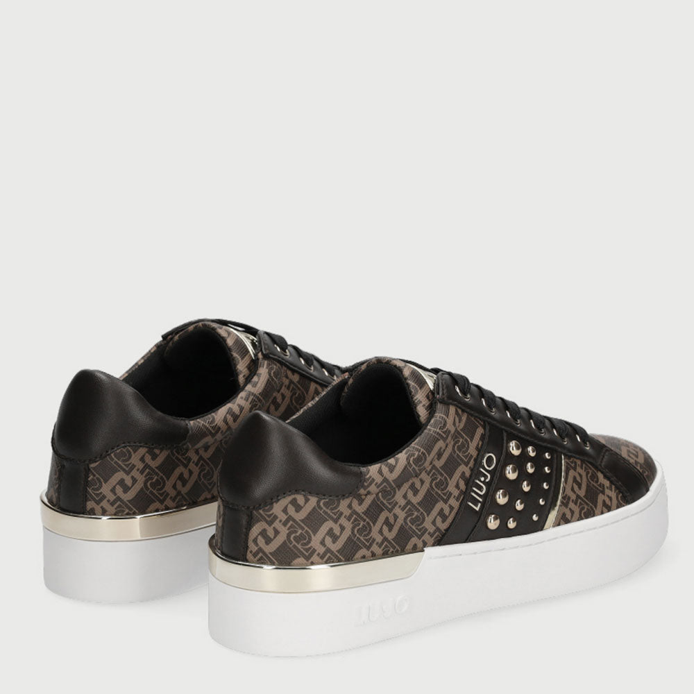 Scarpe Donna LIU JO Sneakers Monagram con Borchie Marrone
