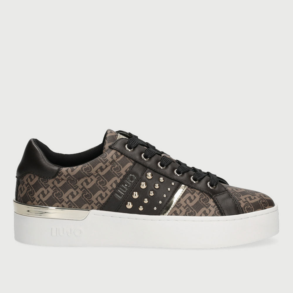 Scarpe Donna LIU JO Sneakers Monagram con Borchie Marrone
