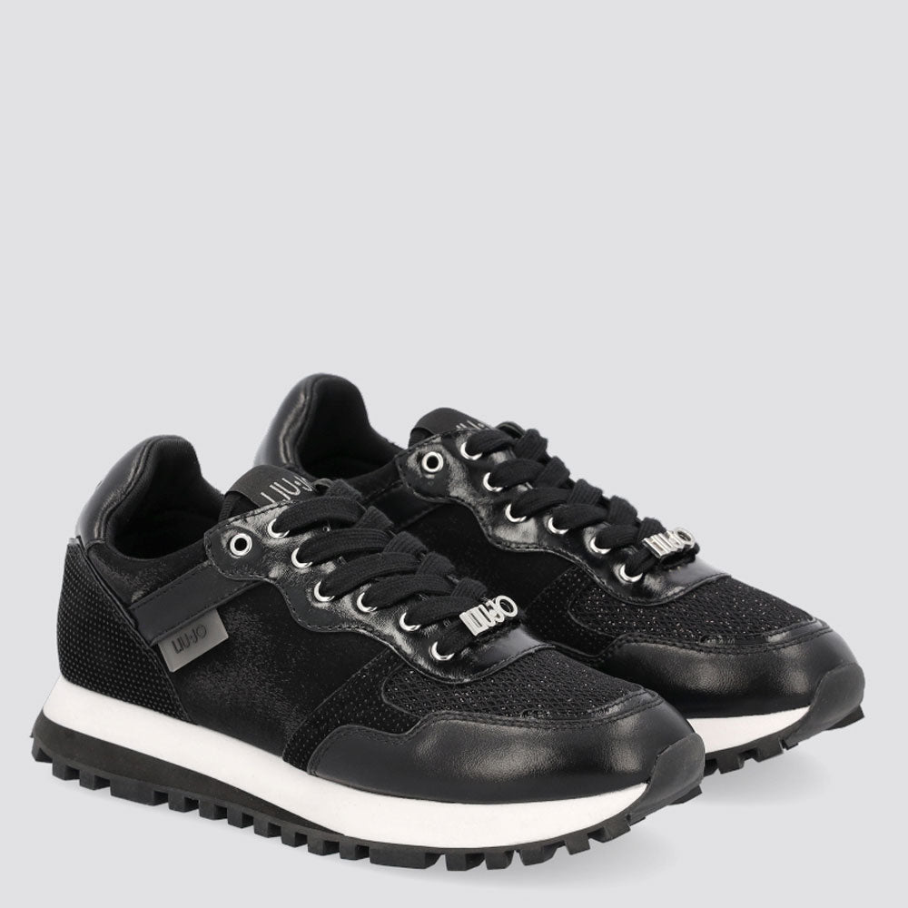 Scarpe Donna LIU JO Sneakers in Mesh Lamè e Raso colore Nero