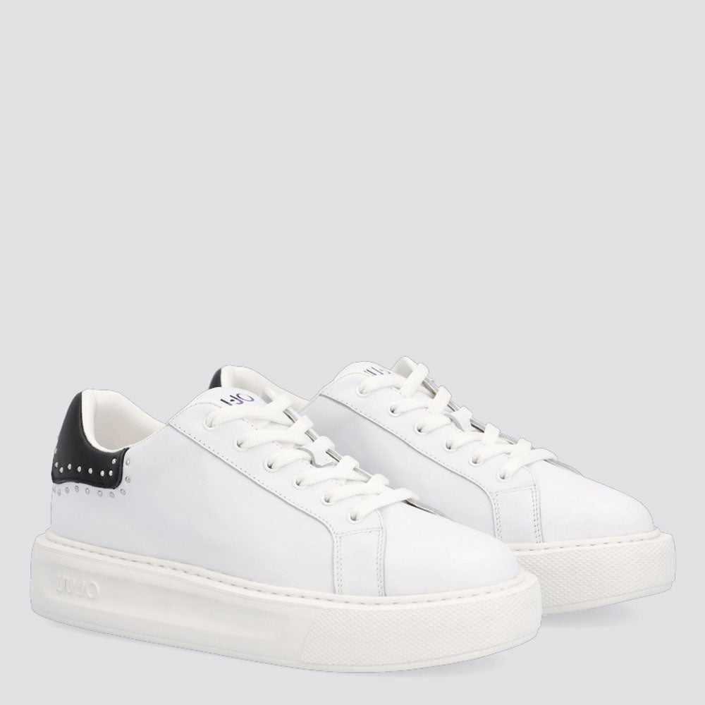 Scarpe Donna LIU JO Sneakers Platform in Pelle Bianco con Micro Borchie
