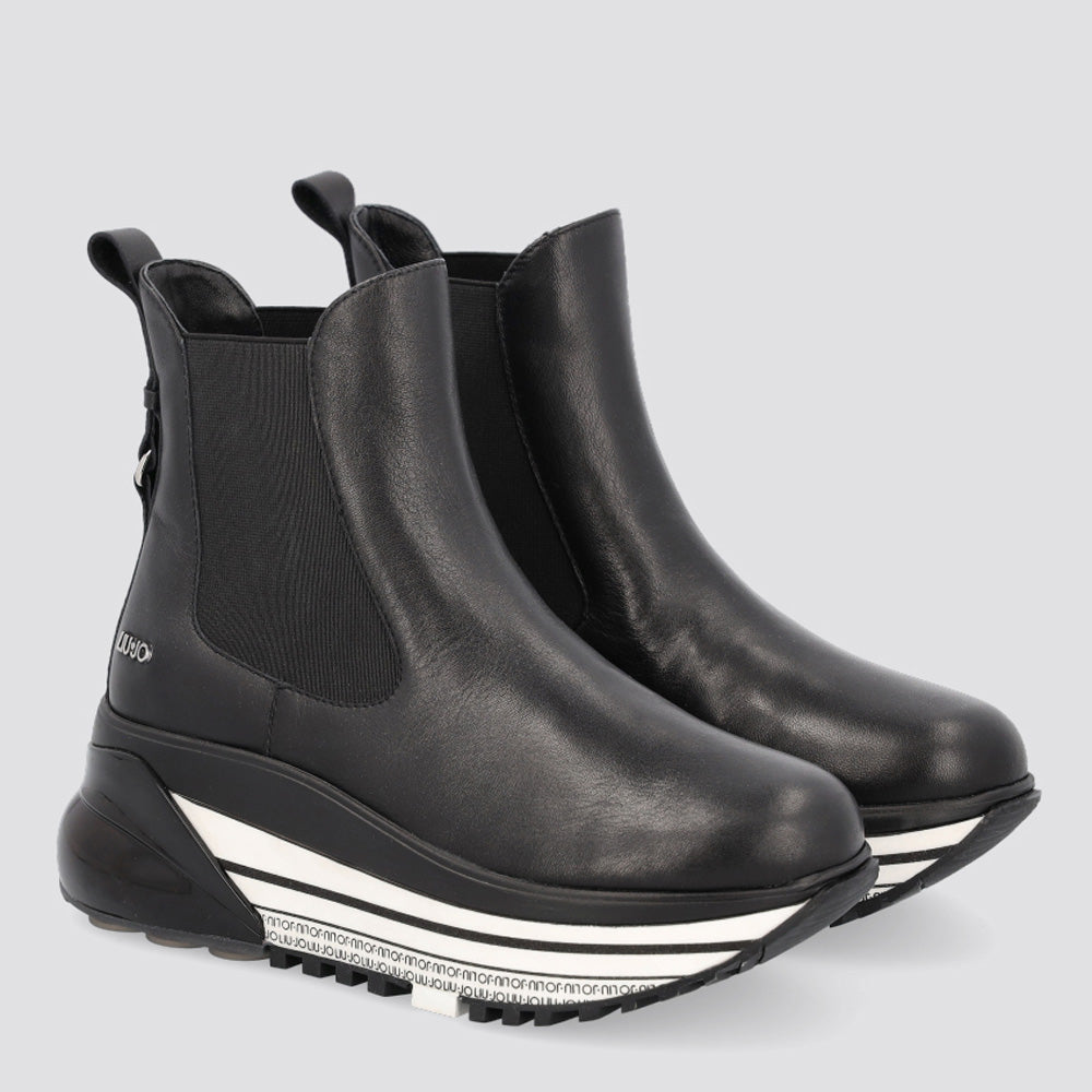 Scarpe Donna LIU JO Stivaletti Platform modello Chelsea in Pelle Nera