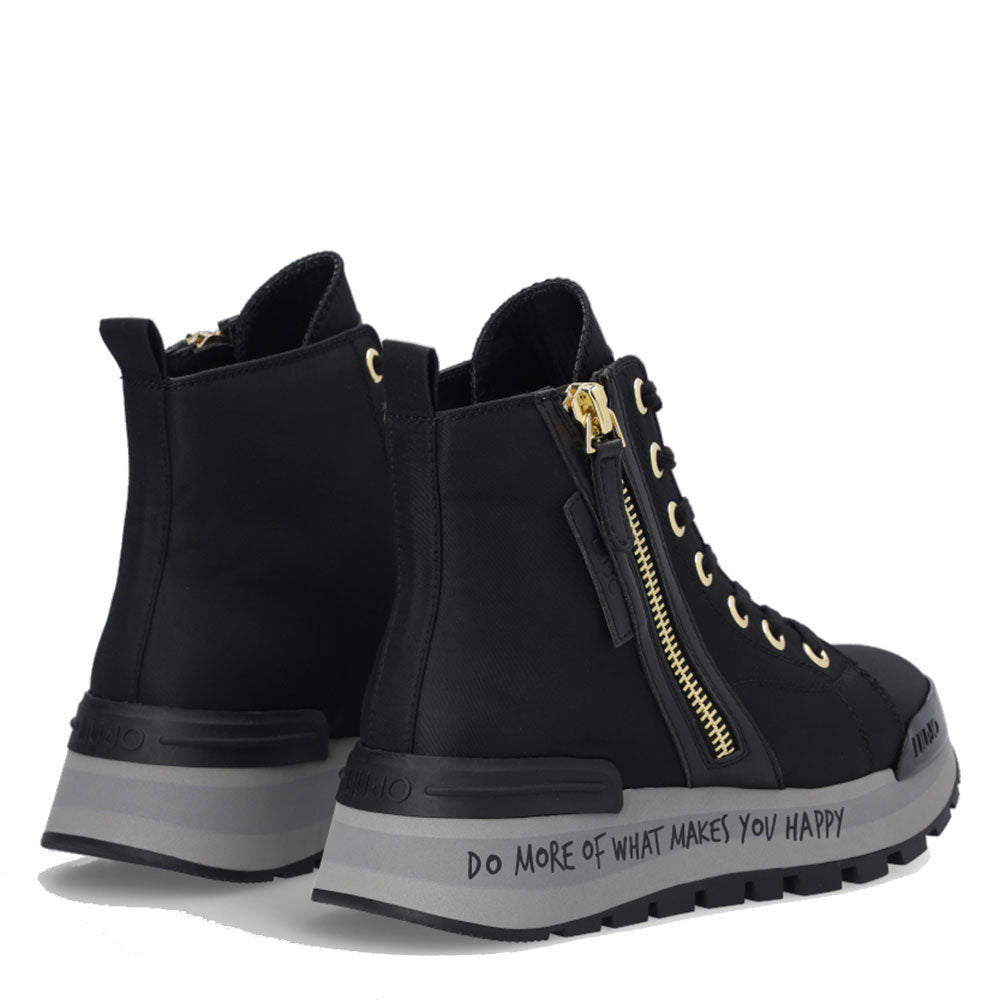 Scarpe Donna LIU JO Sneakers Alte Amazing 03 in Nylon e Eco Fur Nero