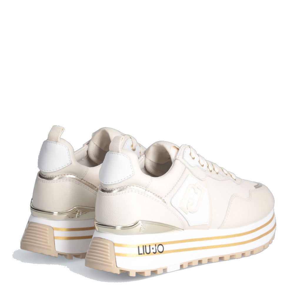Scarpe Donna LIU JO Maxi Wonder 01 Sneakers Platform in Pelle color Latte