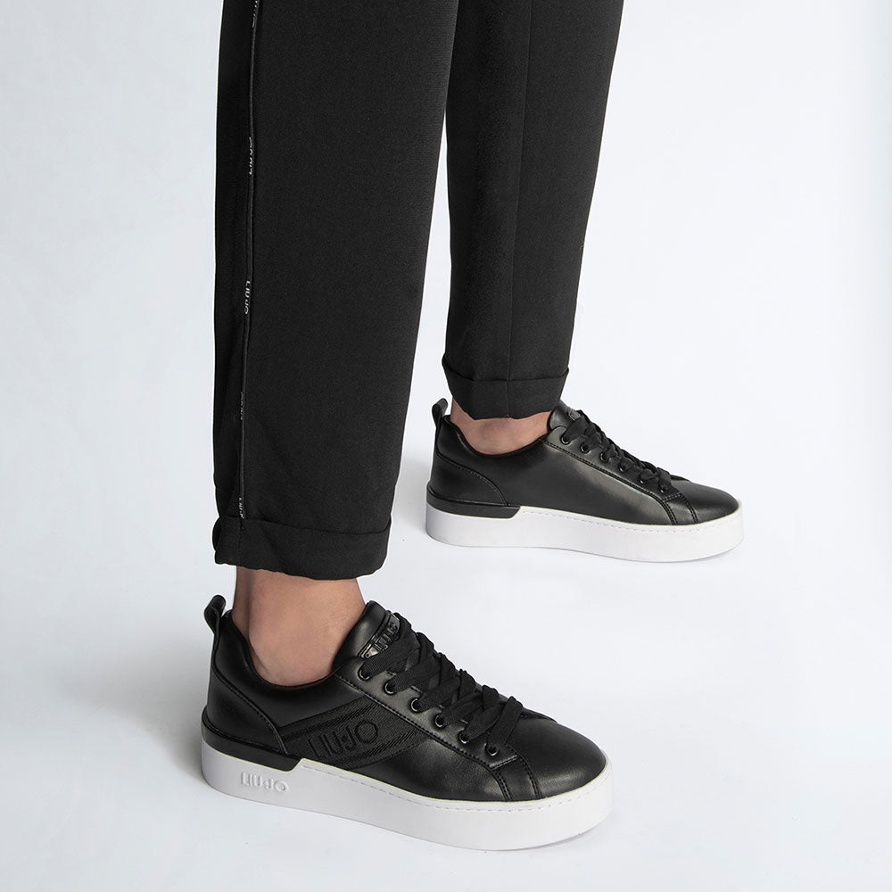 Scarpe Donna LIU JO Sneakers Silvia 86 Nere con Logo Jacquard