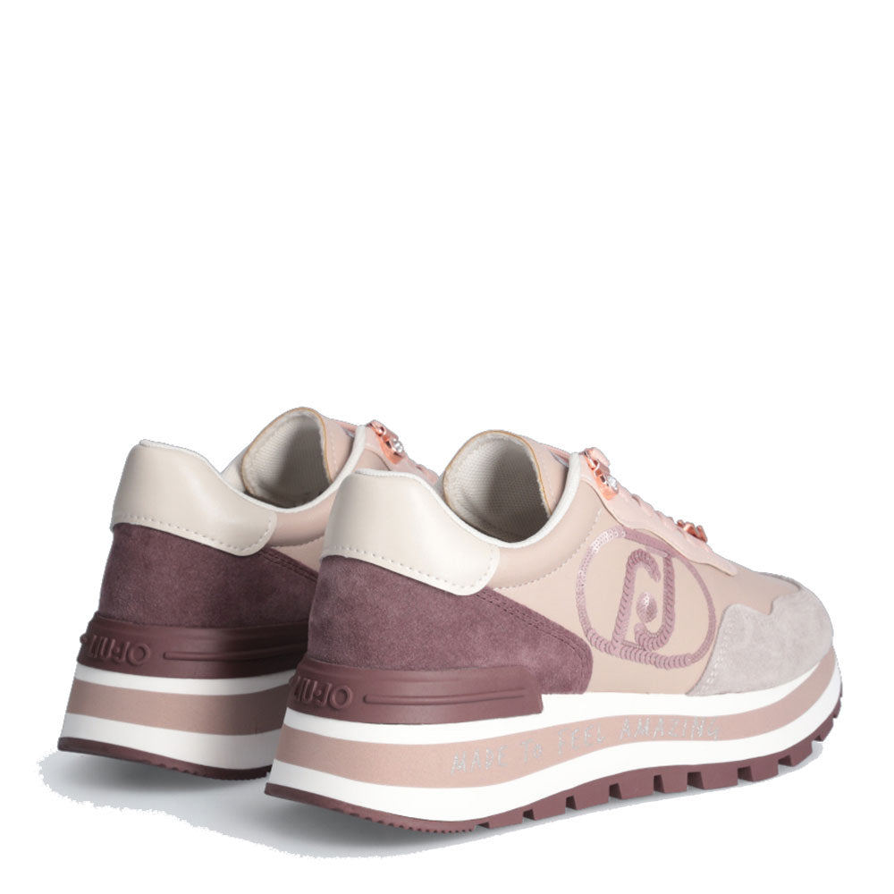 Scarpe Donna LIU JO Amazing 20 Sneakers Platform in Suede con Logo in Paillettes color Malva