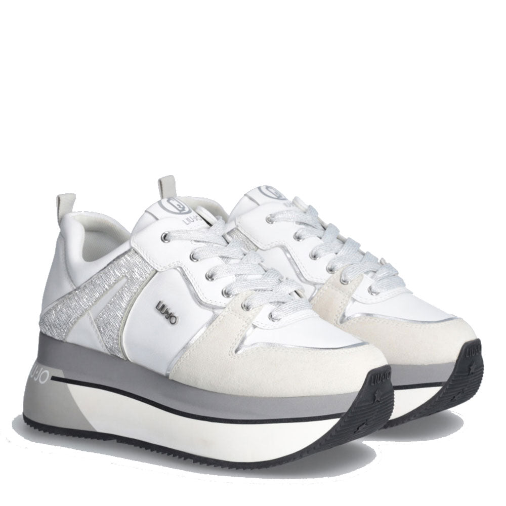 Scarpe Donna LIU JO Supermaxi 06 Sneakers Super Platform in Pelle Bianca